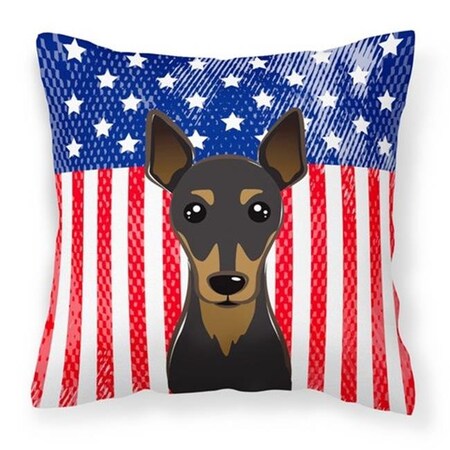 Carolines Treasures Carolines Treasures BB2170PW1414 American Flag & Miniature Pinscher Fabric Decorative Pillow; 14 x 3 x 14 in. BB2170PW1414